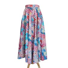 Alexander Terekhov Multicolor Cotton Floral Print Pink Button Maxi Skirt