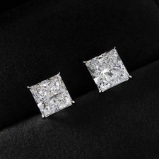 Princess Cut UGL Lab-Grown Diamond 14K White Gold Solitaire Studs For Wife #38