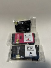 Lot of 3 Replacement Ink Cartridges for Epson 822XL T822XL Black  Magenta