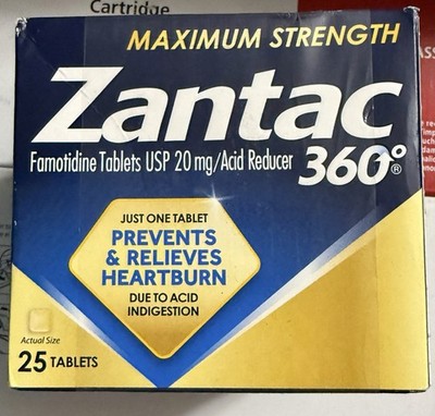 Lot Of 3 Zantac 360 Maximum Strength Famotidine 20mg 25/Tabs  Each Exp 7/2028