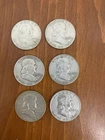 Lot Of (6) Franklin Half Dollars 90% Silver 1950's, 1960