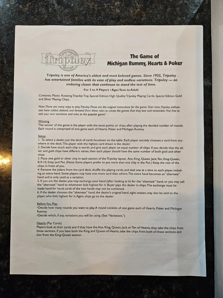 Tripoley 65th Anniversary Edition Rotating Turntable Cadaco Michigan Rummy Poker - Image 4 of 4