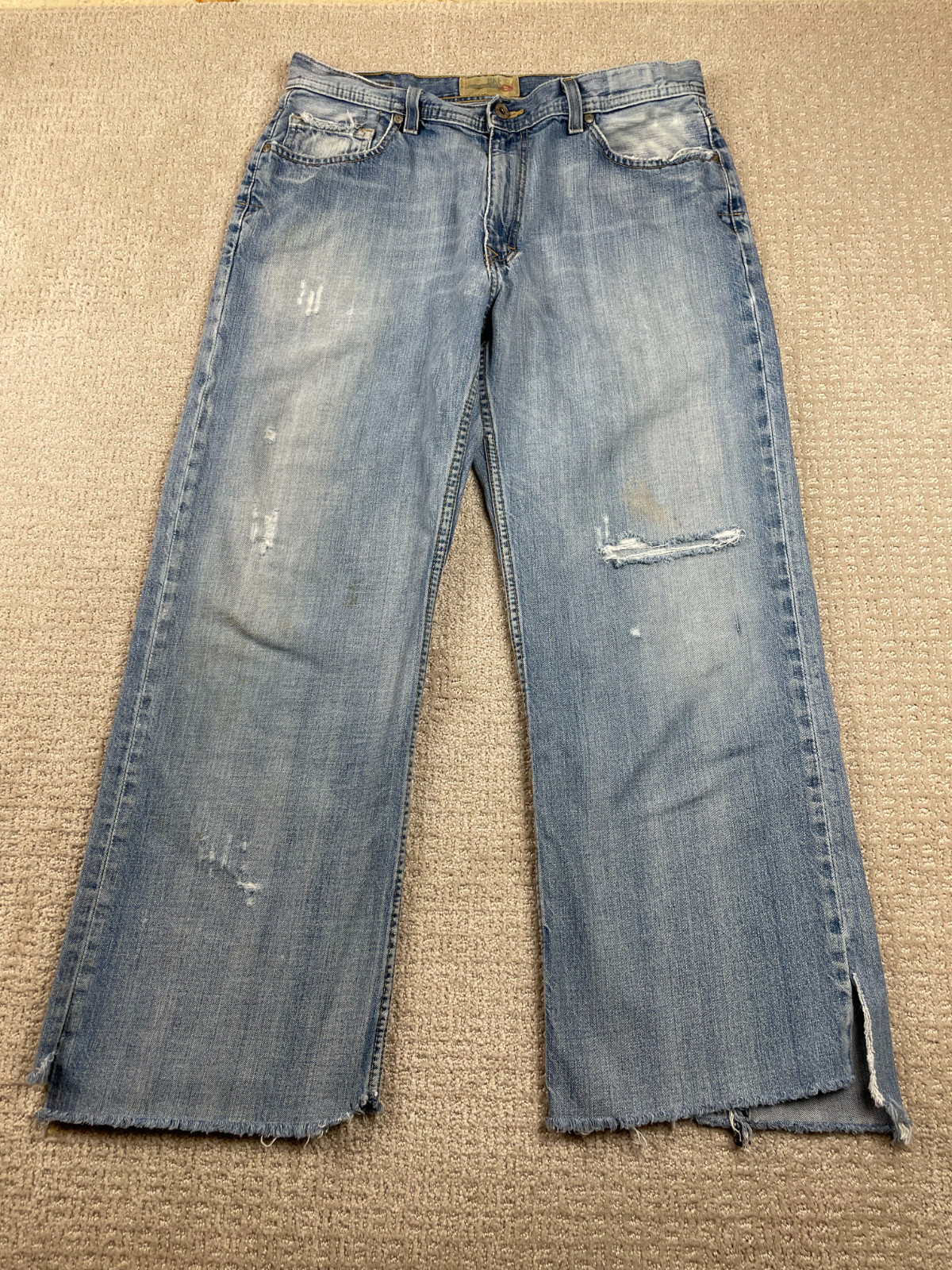 VTG Y2K BKE Jeans Mens 34x28 Marshall Light Wash Denim Wide Leg Baggy Distressed