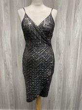 Apricot Silver Mirror Faux Wrap Pleated Mini Cami Dress Size 8 BNWT PS