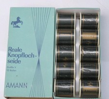 10 ROLLEN Dunkelgrüne Amann Stick-Kordel-Seide "reale Knopflochseide" Nm: 30/3