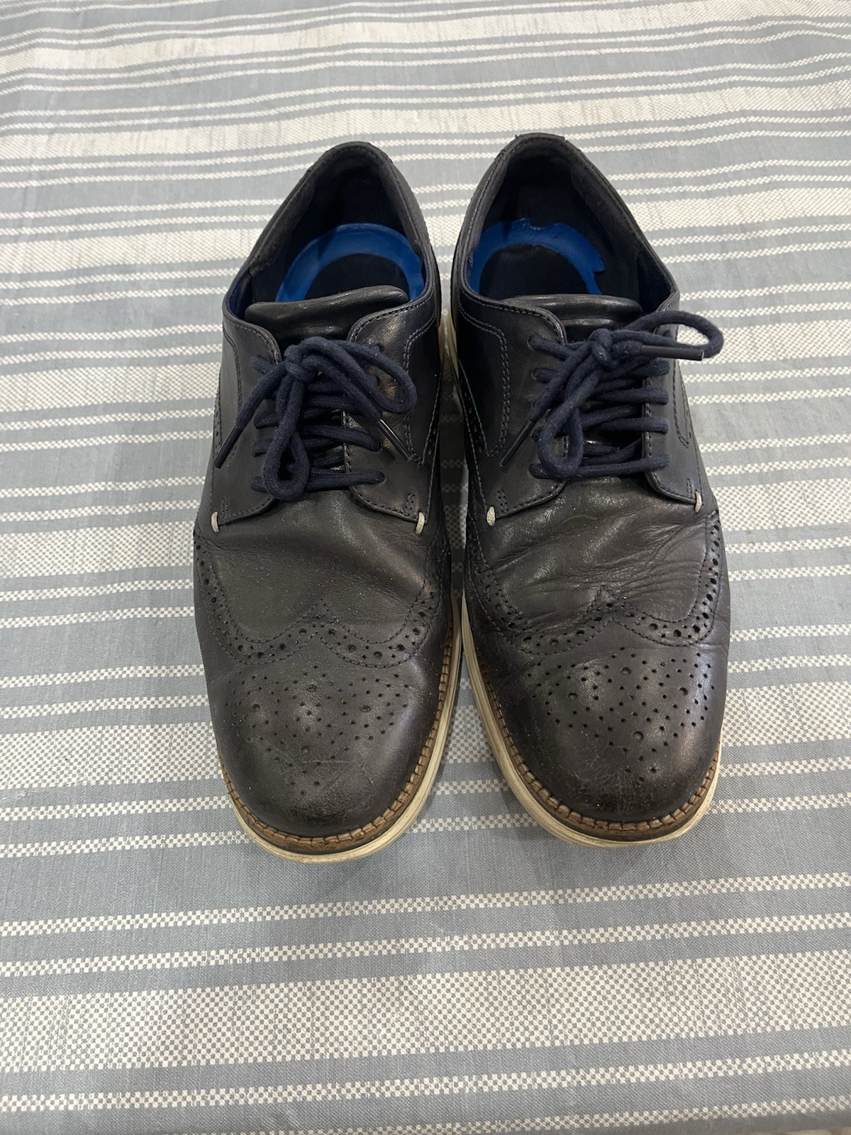 SAOLA Cole Haan Originale Grande Pelle Blu Navy Uomo Taglia 10