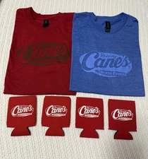 NEW Raising Cane's Unisex T-Shirts Size M Blue & Size M Red and 4 Red Koozies