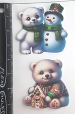 Lot of 2 Bears Snowman Gingerbread House Winter SINGLE LAYER Embellishments 1061