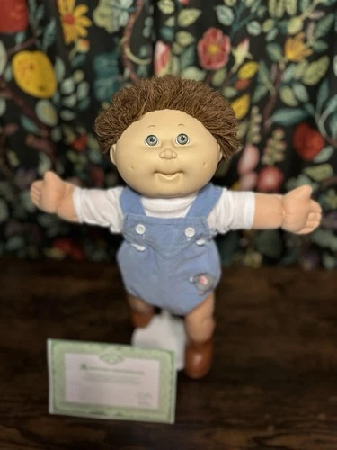 Cabbage Patch kid/boy/brown hair/green eyes/CPK Clothes/custom fuzzy