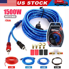 Audio Cable Kit 1500W Amp Amplifier Install RCA Subwoofer Sub Wiring 8 Gauge