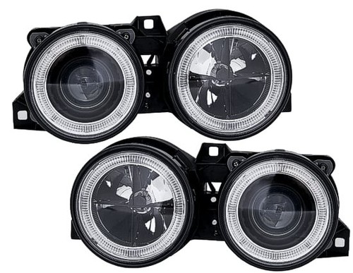 Headlights for BMW E30 1982-1994 Angel Eyes Black WorldWide FreeShip US LPBM23W - Picture 3 of 14