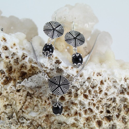 Boucles D'Oreilles Femme Sardaigne Pendentifs Pintadera Sarda Sur Chaput Argent - Photo 3 sur 3