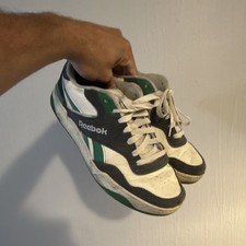 Reebok Mens White/Green/Gray Lace-Up Low Top ...