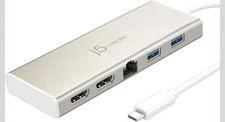 j5create USB-C Mini Dock- Type C Hub with 2X HDMI, 2X USB 3.0, Ethernet,...