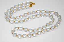 Vintage JOAN RIVERS Clear Lucite Round Ball Bead Necklace w/ Gold Tone Spacers