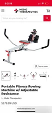 Medic Therapeutics Rowing Machine Adjustable Resistance Portable Fitness