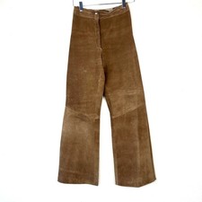 Vintage Genuine Suede Leather Pants Bootcut Tan Camel Hyde Western Women's 24
