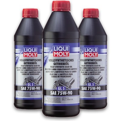 3x 1 Liter Liqui Moly Vollsynthetisches Getriebeöl (GL5) SAE 75W-90 Öl Oil 1414