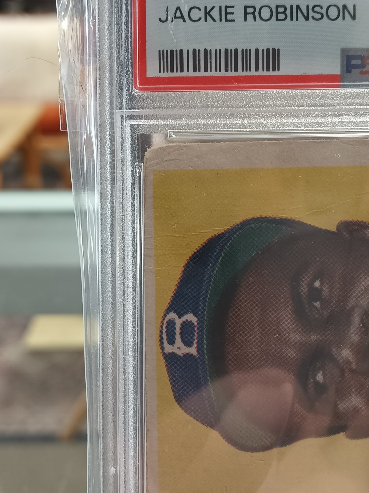 1955 Topps - Jackie Robinson #50 Diamond Missing Small Part by "D" in Dodgers view 3