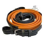 RACE REINS BIOTHANE ORANGE RUBBER GRIP HORSE BLACK BROWN *FREE POSTAGE*