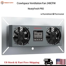 Abestorm CrawlSpace Double Port Exhaust Fan Smart Temperature Humidity Control