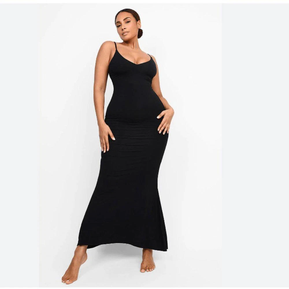 NWT SHAPELLX BLACK BUILT IN 360° LONG SLIP SHAPING MAXI DRESS - XXL