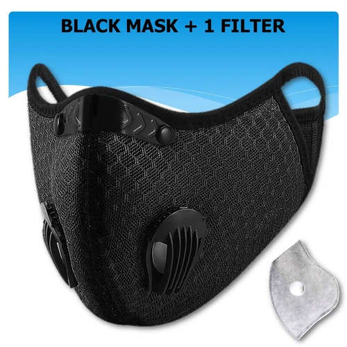 Reusable Activated Carbon Filter Dual Air Valve Cycling Sport Face Mask Cover