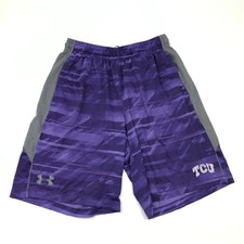 TCU Horned Frogs Shorts Size MediumM Under Armour Purple Gray Tee Adult Mens UA