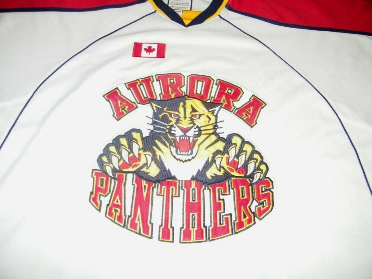 BRAND NEW LEFT OVER STOCK GOALIE CUT HOCKEY JERSEY AURORA PANTHERS BIG JERSEY