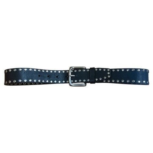 GUESS Vintage Genuine Leather studded belt Black Silver 35”