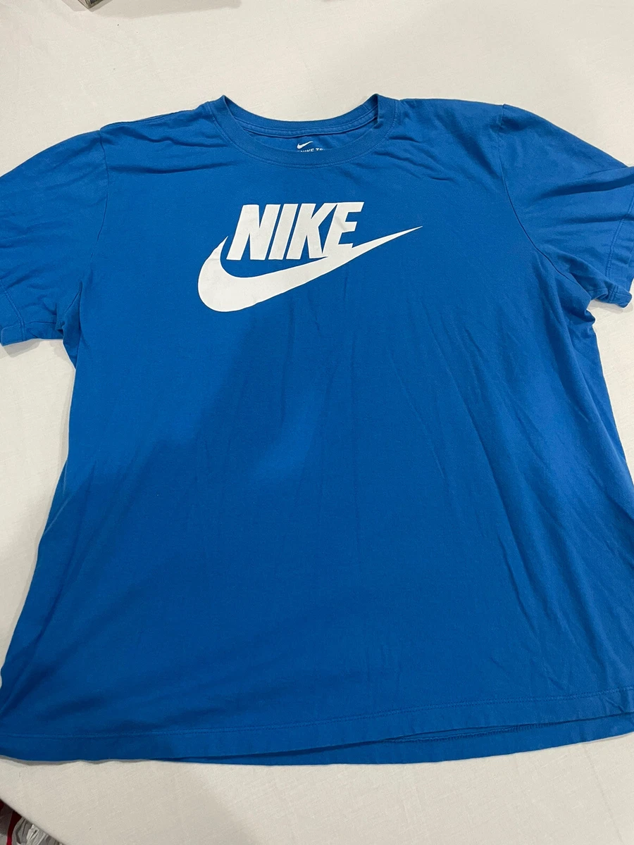 Nike Logo Men s Short Sleeve Swoosh Printed T Shirt Royal Blue