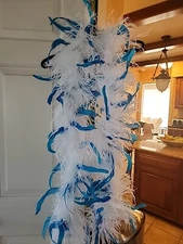 Vintage Ivory Ostrich Feather Neck BOA Scarf Wrap 200" Long - Beautiful Tango