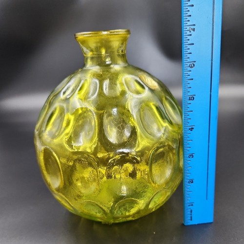 Yellow Globe Vase Centerpiece Thumbprint Recycled Glass Vidrios San Miguel Spain - Picture 11 of 15