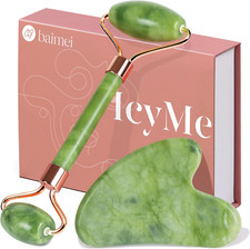 Icyme Gua Sha  Jade Roller Facial Tools Face Roller and Gua Sha Set for Puffine