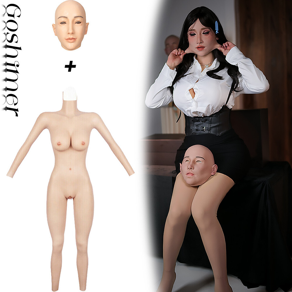 Silicone Bodysuit with Mask Fake Breast Gel Filler for Crossdresser E Cup-image