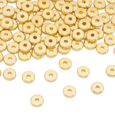 Craftdady 100Pcs Golden Flat Round Spacer Beads 6mm Tiny Brass Rondelle Coin ...