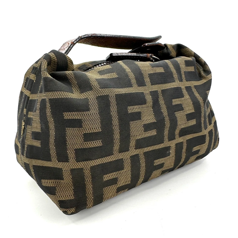 FENDI Zucca Brown Mini Pouch Nylon Authentic F05-0224 - Image 3 of 4