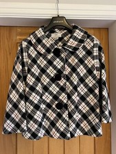 Stylish Short Checked Coat - Three-quarter Sleeves (no Size, Would Fit 12/14/16)