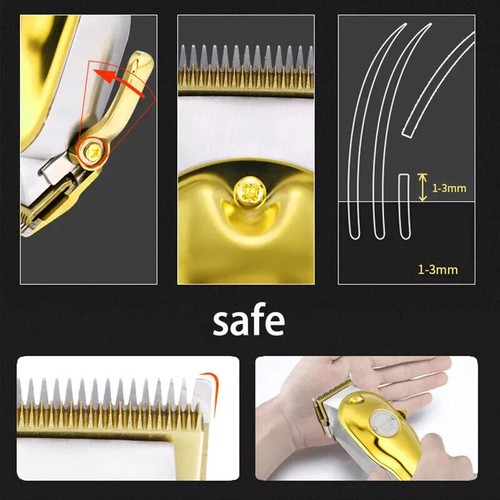 Cortapelos Kemei Todo Metal Barbero Profesional Inalámbrico LCD Recortadora Dorado NUEVO - Imagen 5 de 10