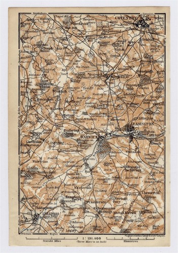 1910 ANTIQUE MAP OF VICINITY OF WARWICK ROYAL LEAMINGTON SPA COVENTRY ENGLAND - 第 1/3 張圖片