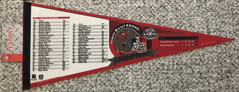 NEW Tampa Bay Buccaneers Super Bowl 37 Champions player Roster pennant