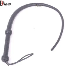 Bull Whip 3 Foot 8 Plaits Cowhide Leather Bullwhip Black Single Tail
