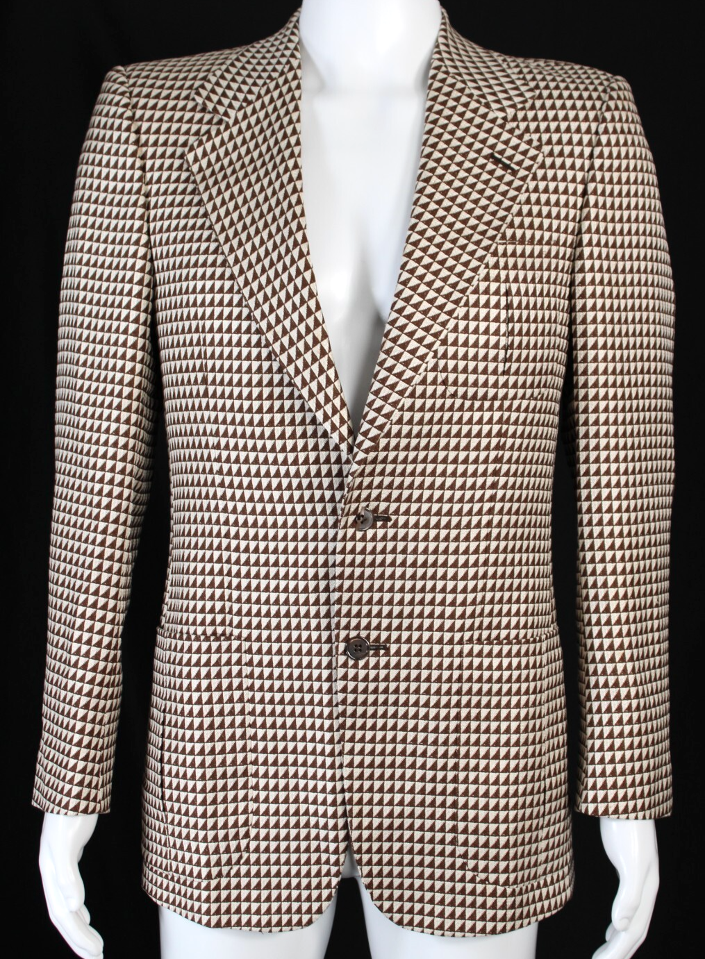 Giacca blazer uomo YVES SAINT LAURENT bianco e marrone check tessuto seta 46
