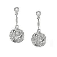 Real Effect Rhodium Silver White Cubic Zirconia Heart Planet Dangle Earrings Real Effect Rhodium Silver White Cubic Zirconia Heart Planet Dangle Earrings