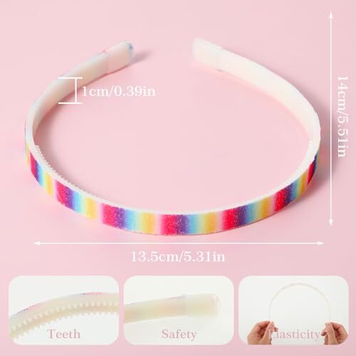 Glitter Headband, 4pcs Plastic Sparkly Cute Non Slip Chunky Rainbow set - Bild 4 von 8