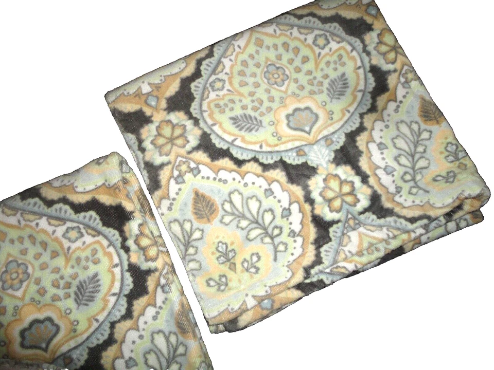 MEDALLÓN FLORAL AZUL DORADO CARBÓN BRONCEADO (2) TOALLAS DE BAÑO 28 X 52 Foto 2 de 4