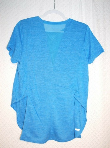 Womens BRIGHT BLUE PERFORMANCE T-SHIRT Heathered MESH V-BACK Semi Fitted M 8-10 - 第 2/2 張圖片