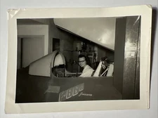F-86D Flight Simulator Jet Aircraft Man Indoor 1960s vintage Snapshot Photo