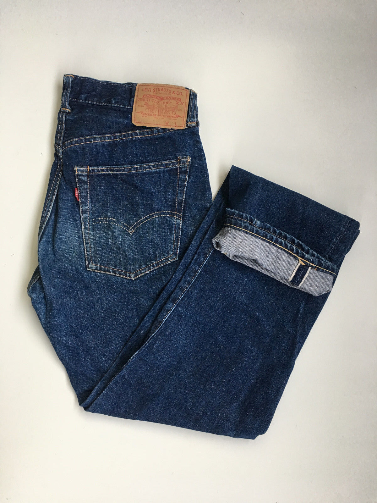 SAMPLE LEVIS LVC 505-0217 BIG E SELVEDGE DENIM MEN BLUE JEANS SZ32X32 JAPAN  RARE