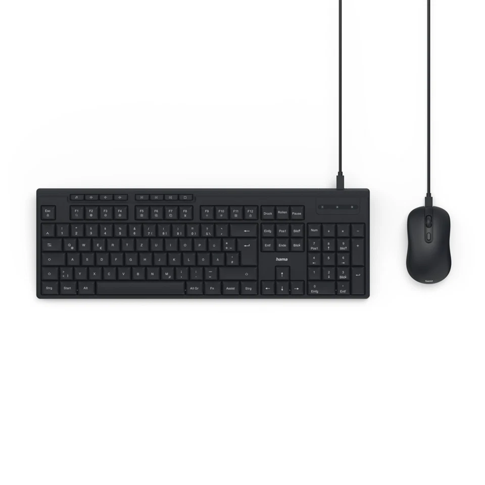 Hama PC Tastatur Maus Set CKM-200 USB-A/USB-C 1,8m Kabel QWERTZ Schwarz Computer - Bild 2 von 4